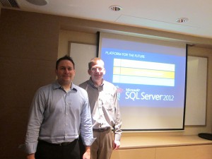 (From left to right) Stephen Forte, Chief Strategy Officer of Telerik and Scott Golightly, Microsoft Regional Director introducing SQL Server 2012