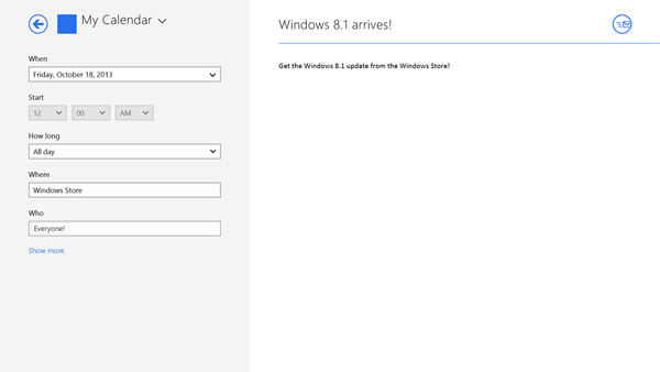 Windows 8.1的發佈時間正式公佈了!