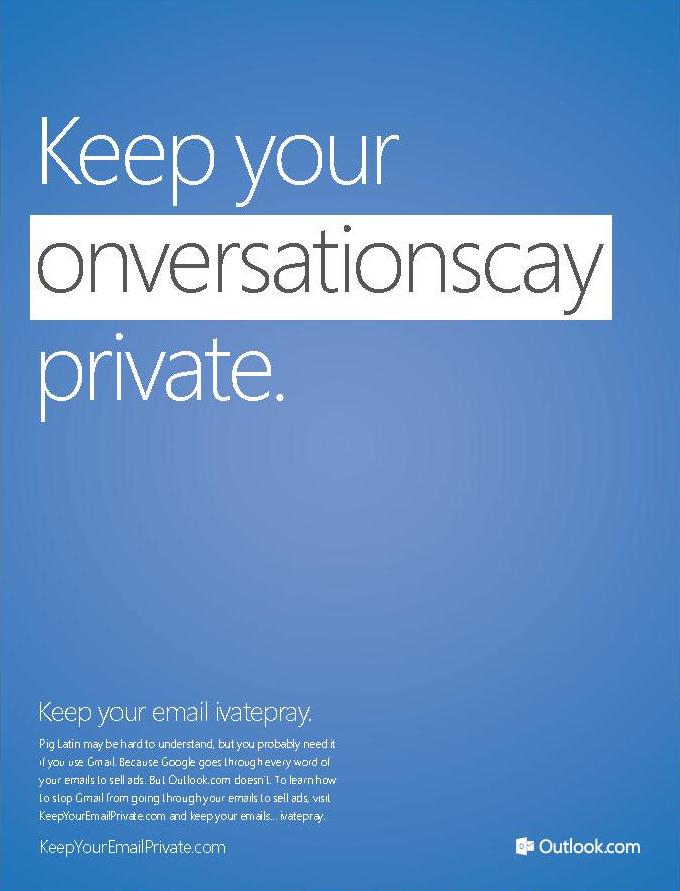 The Outlook.com National public awareness campaign on e-mail privacy