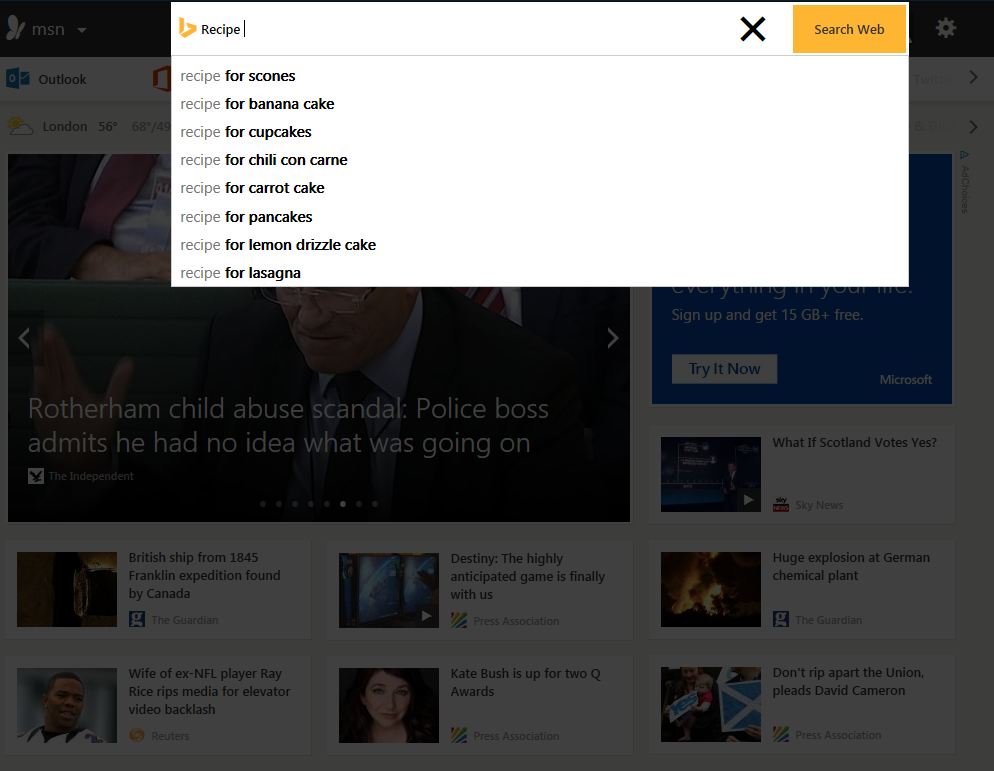 Use Bing to search to your hearts content