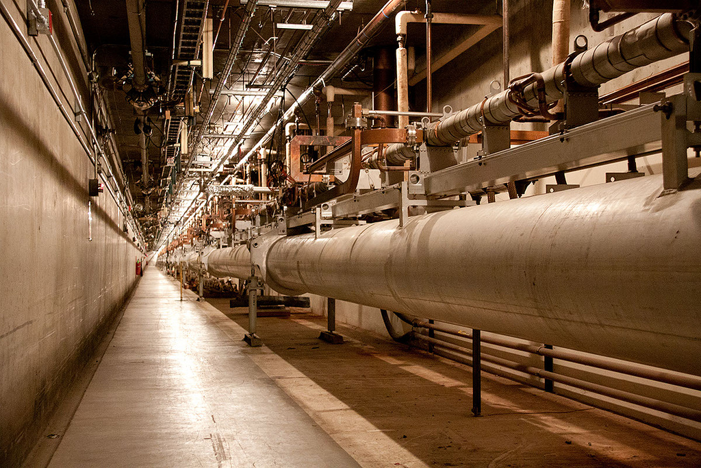 Inside SLAC National Accelerator Laboratory's linear particle accelerator. (Photo courtesy SLAC.)