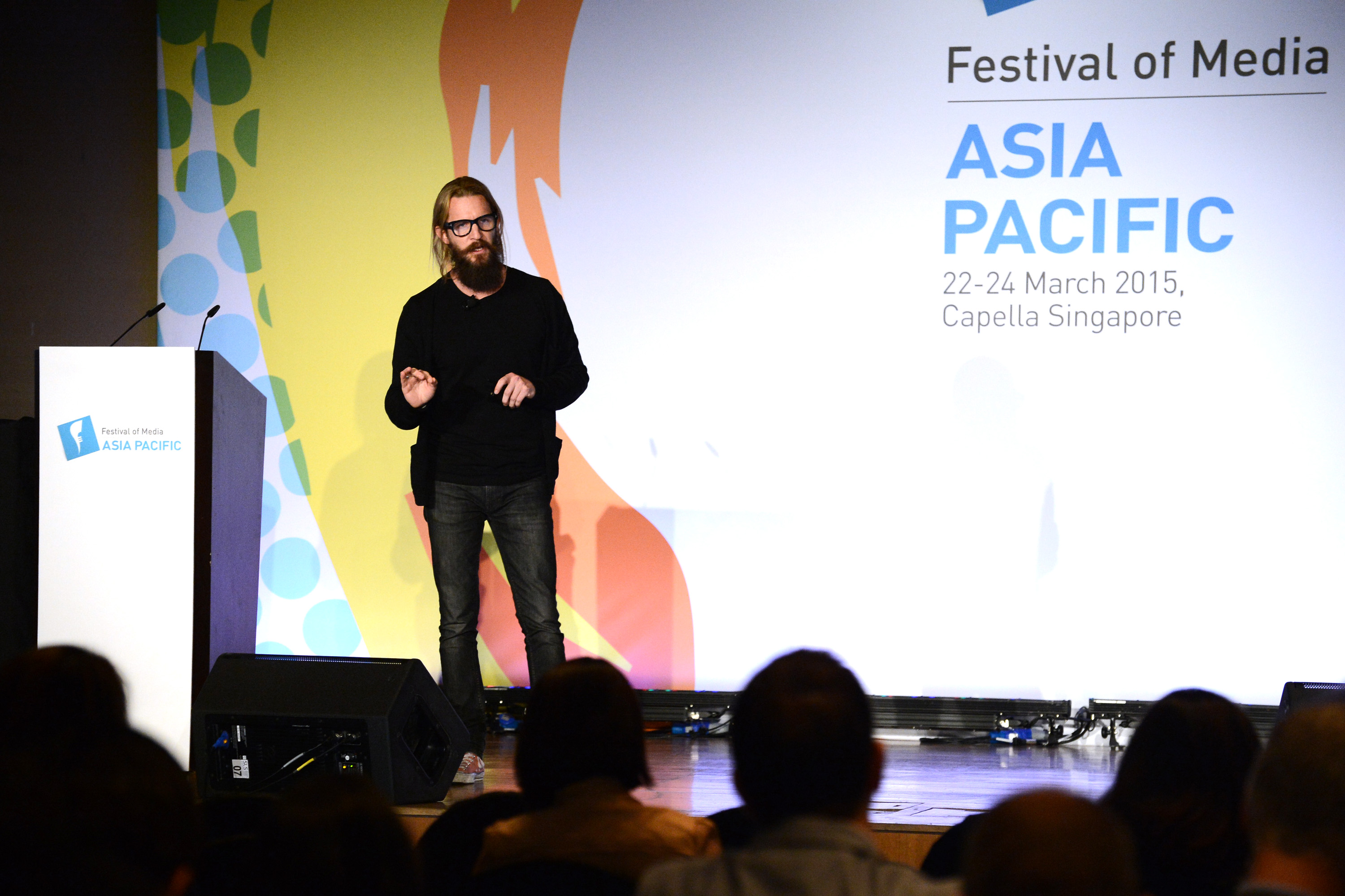 Jonathan Oliver, Global Head of Innovation at Microsoft Advertising, delivering his keynote at Festival of Media Asia Pacific 2015
