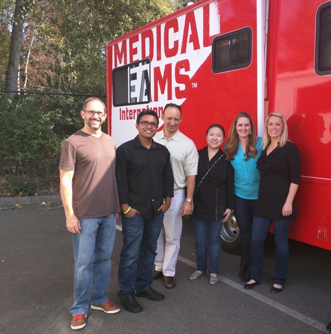 The loaned professionals visit nonprofits to learn about their work and the people they help. Pictured here: Dave Barnett, Suveen Reddy, David Ursino, Yan Zhong, Suzy DeKay and Jennifer Emkjer.