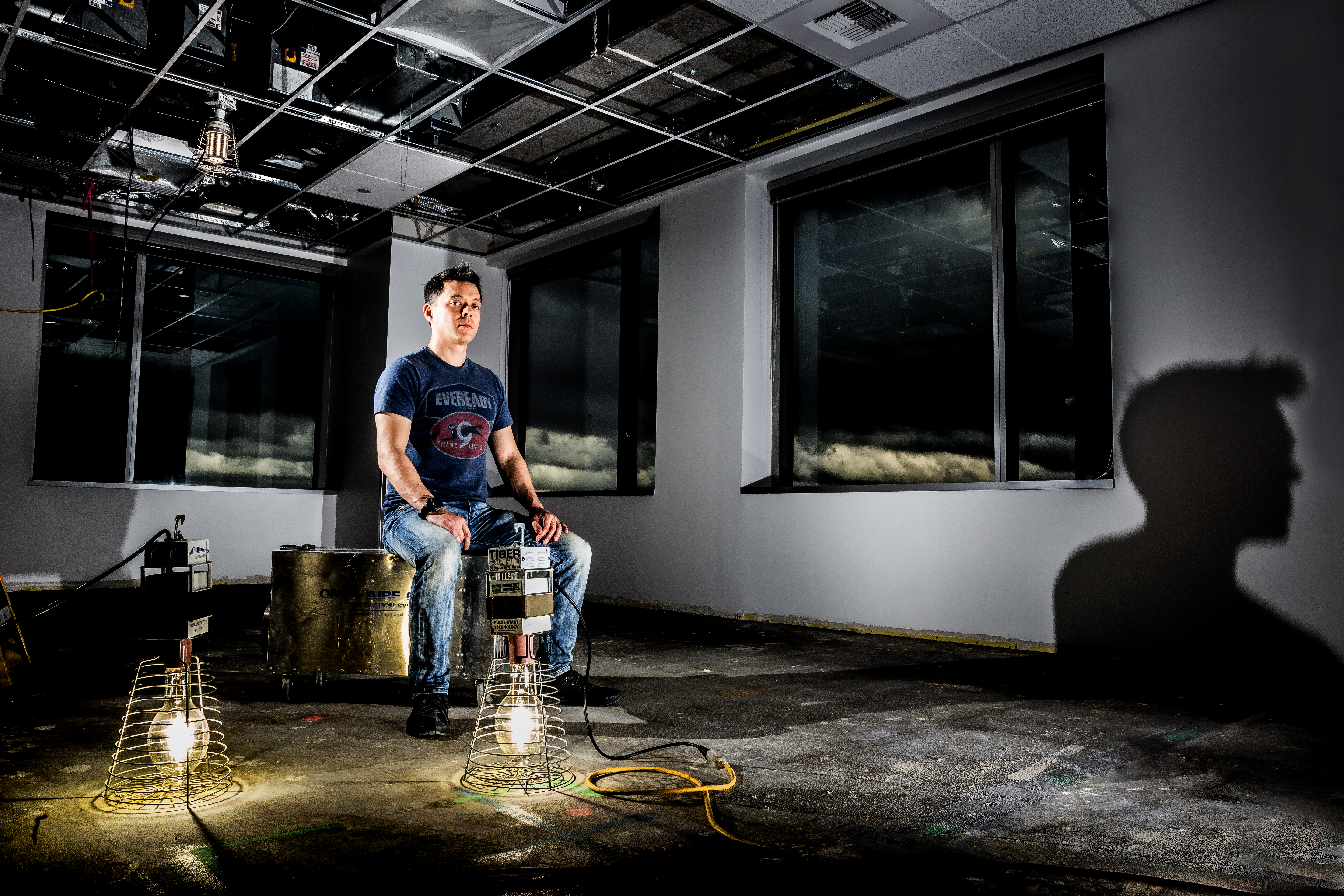 Lawrence Ripsher of Microsoft's Loop team photographed in their new work space, which is under construction at Bravern 2 in Bellevue on October 28, 2015. (Photography by Scott Eklund/Red Box Pictures)