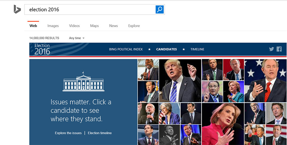 The Bing elections experience