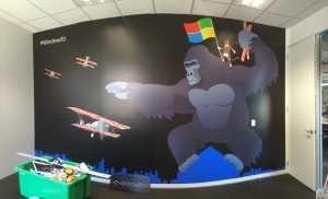 Microsoft's new office mural at the GreenHouse in Christchurch