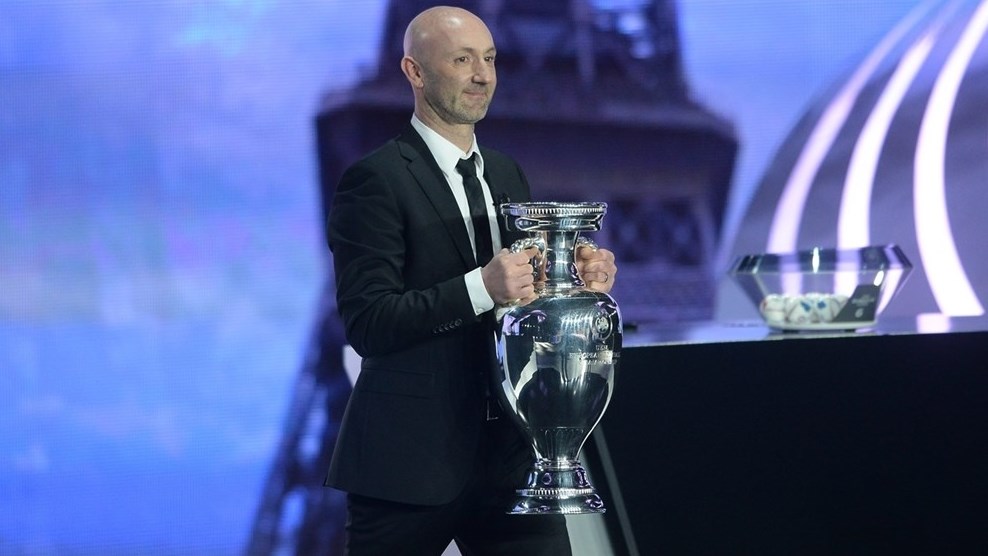Fabia Barthez with Euro 2016 trophy