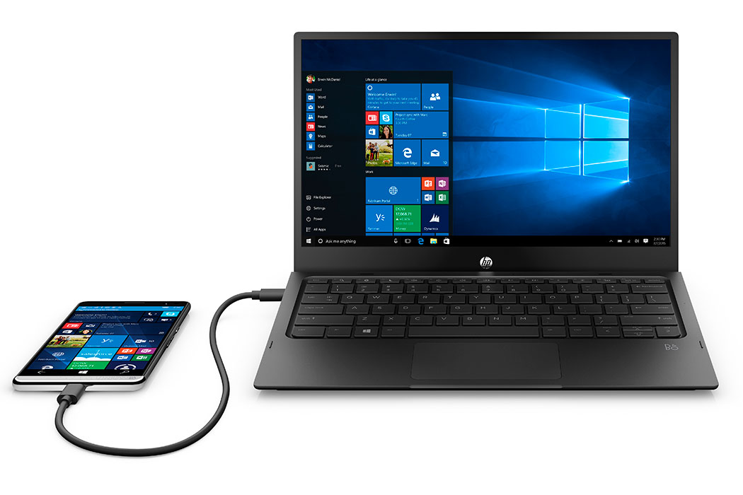 HP Mobile Extender for the HP Elite x3, Center, Front, Open, with HP Elite x3