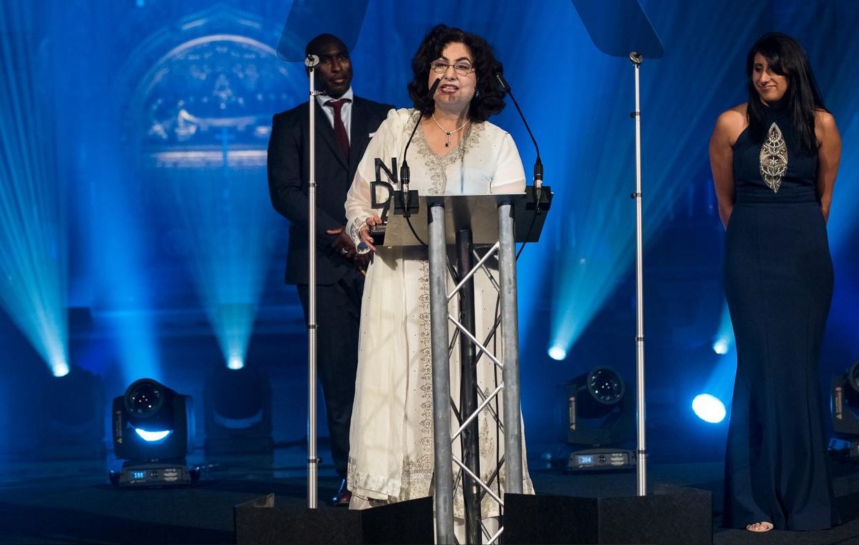 Qaisra Shahraz accepts the Lifetime Achievement Award
