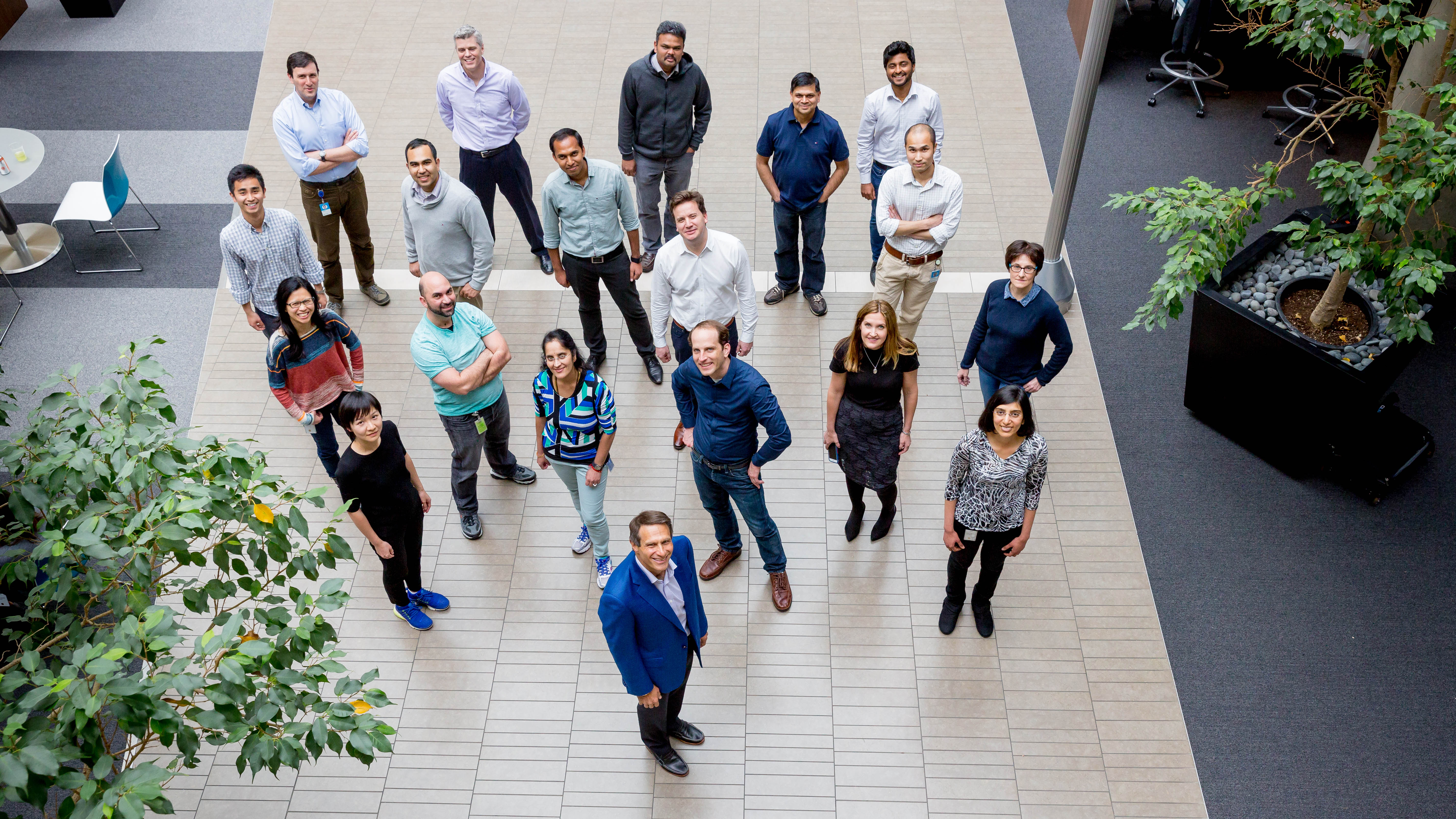 Group photo of some of the Microsoft team members who worked on the SIDS research tool