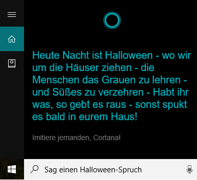 Cortana Halloween Spruch