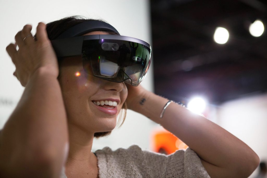 Image of woman wearing HoloLens headset
