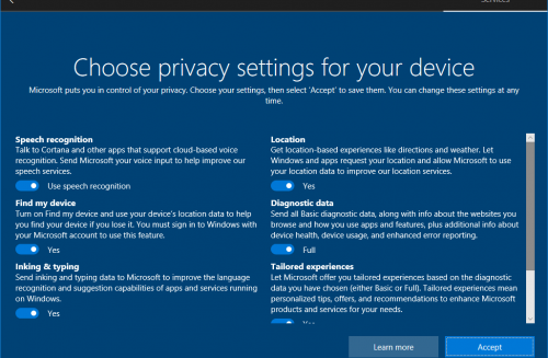 Privacy Settings: Insider erhalten erste Einblicke in neues Windows 10 Datenschutz-Fenster