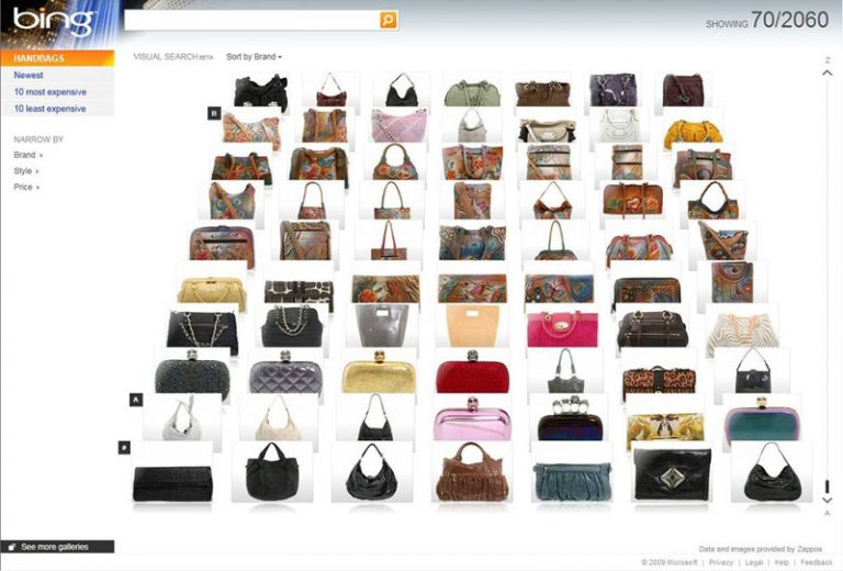 Bing Visual Search Beta Example: Handbags