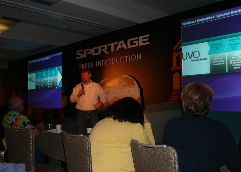 Microsoft’s Walter Sullivan addresses the audience, highlighting UVO, powered by Microsoft