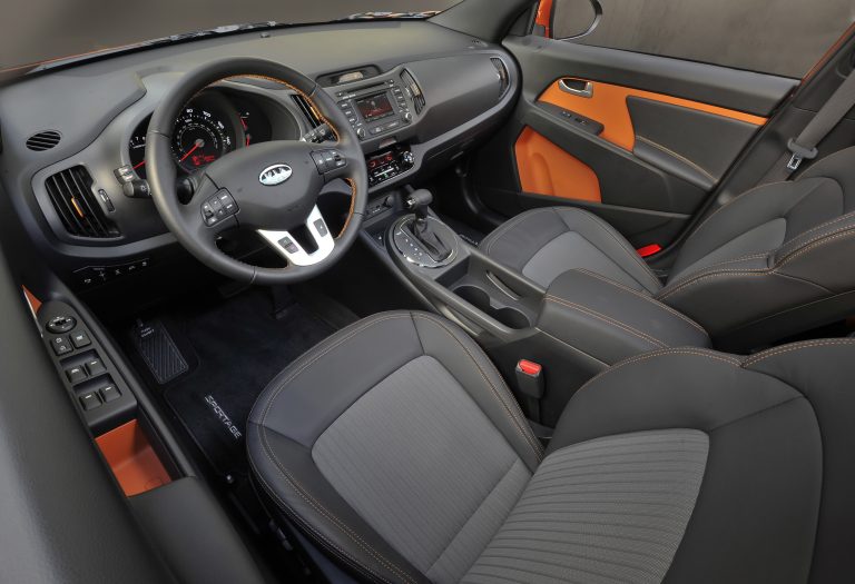 The interior of the all-new 2011 Kia Sportage features UVO, powered by Microsoft