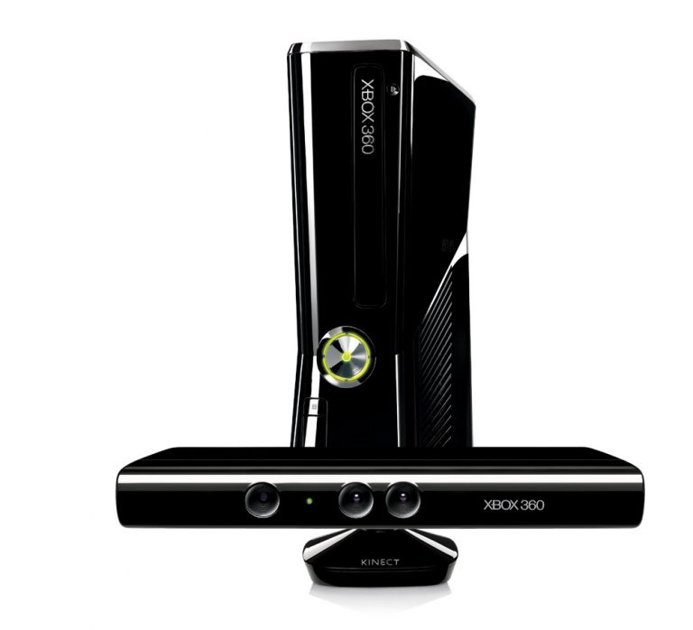 Image of the Xbox 360 console and Kinect sensor.