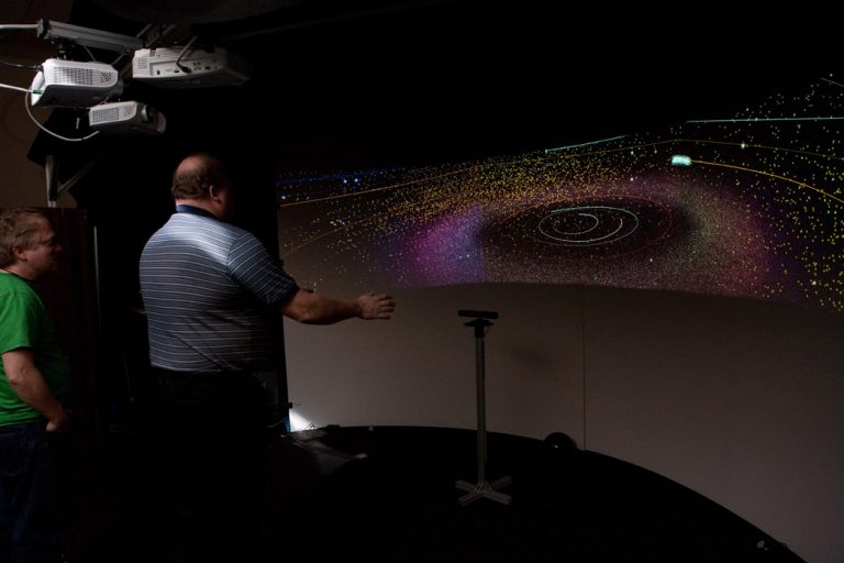 Microsoft Research's Jonathan Fay demonstrates exploring WorldWide Telescope with a wave of the hand after it was enabled using the Kinect for Windows SDK beta. April 13, 2011