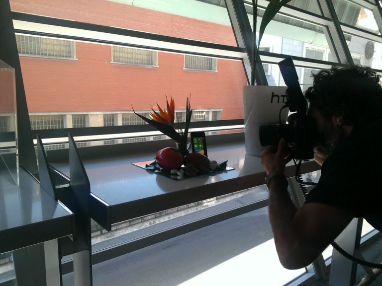 A photographer snaps a shot of HTC’s newly unveiled HTC TITAN device at the HTC launch event in Madrid.