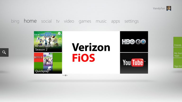 Starting this holiday season customers in the United States will be able to watch live TV with Verizon FIOS. Get Verizon FiOS TV with multiple live channels like MTV, Spike, Food Network, Comedy Central, HBO, CNN and Nickelodeon — with more to come. Plus with Kinect, you can change channels with your voice.