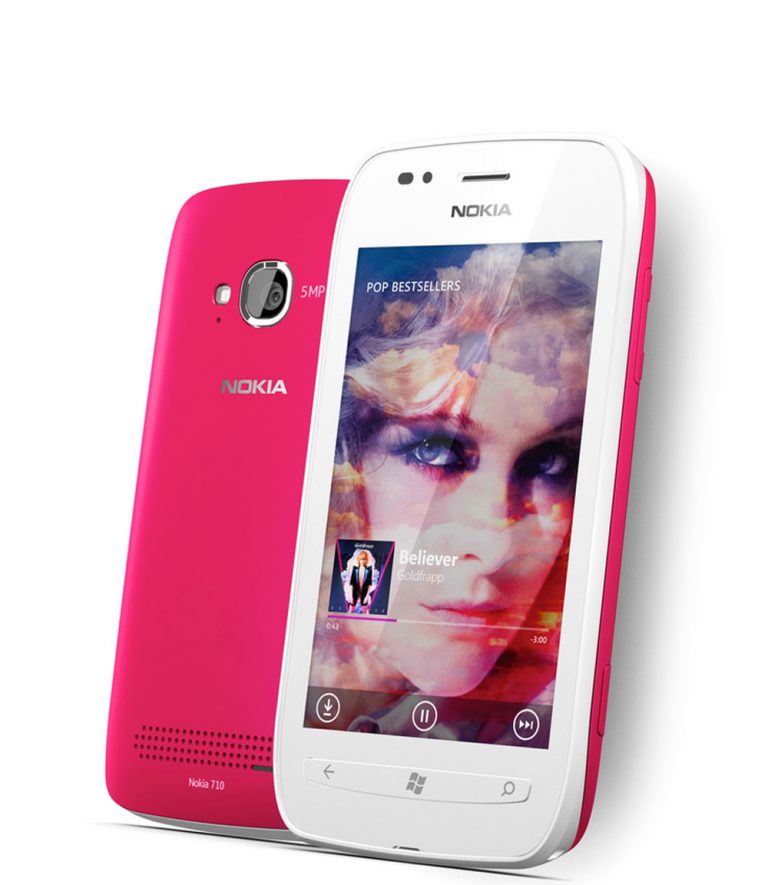 Shown here in white with a magenta back cover, the Nokia Lumia 710 brings the Lumia experience to more people around the world.