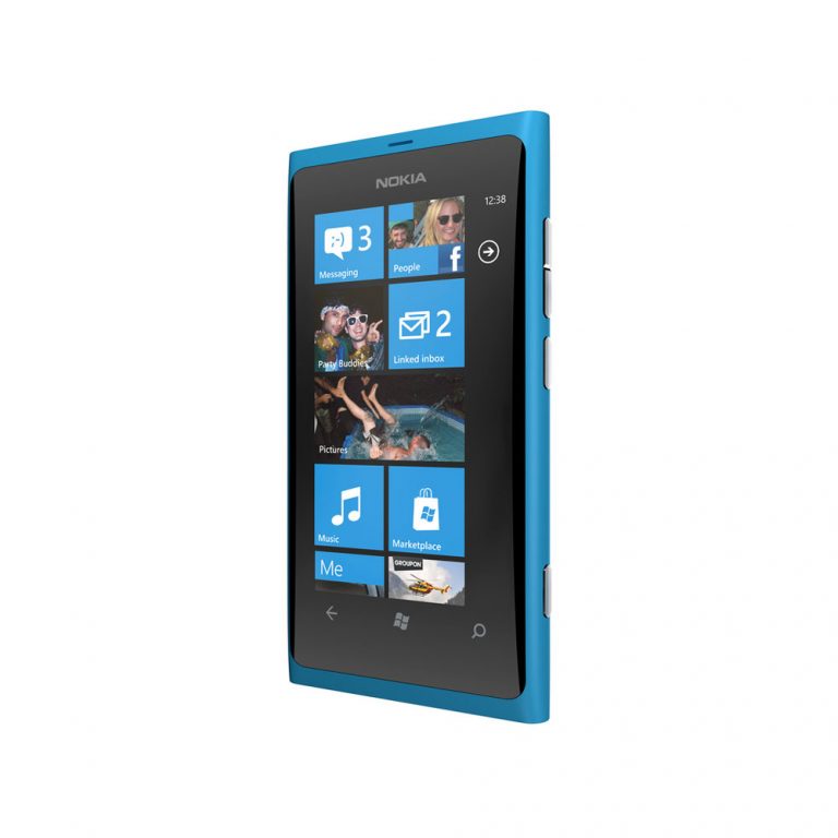 The Nokia Lumia is available in cyan, magenta and black, with one-touch social network access, easy grouping of contacts, integrated communication threads and Internet Explorer 9.