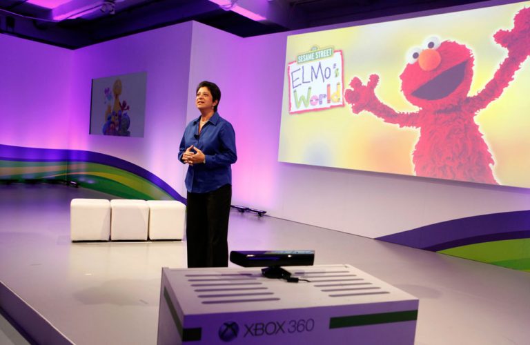 Rosemarie Truglio, Ph.D., of Sesame Workshop, unveils a new way to learn through play with Kinect for Xbox 360 as she speaks about Sesame Workshop's partnership with Microsoft, Tuesday, Oct. 18, 2011 in New York.