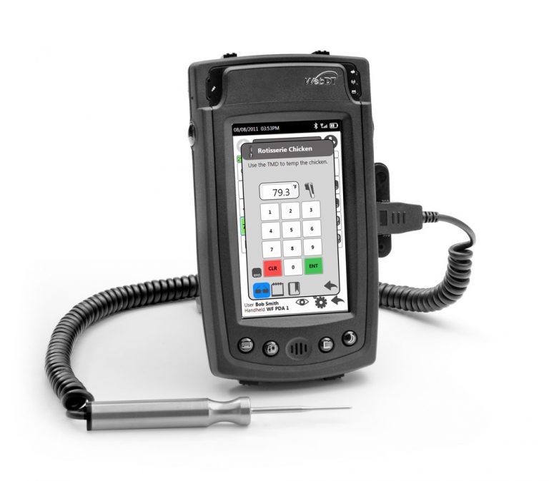 The PAR EverServ SureCheck handheld device, running Windows Embedded Handheld, enables crew members to automatically log temperatures for coolers and food items. The system alerts crew members to food with temperatures that fall beyond safety limits or coolers that require repairs.