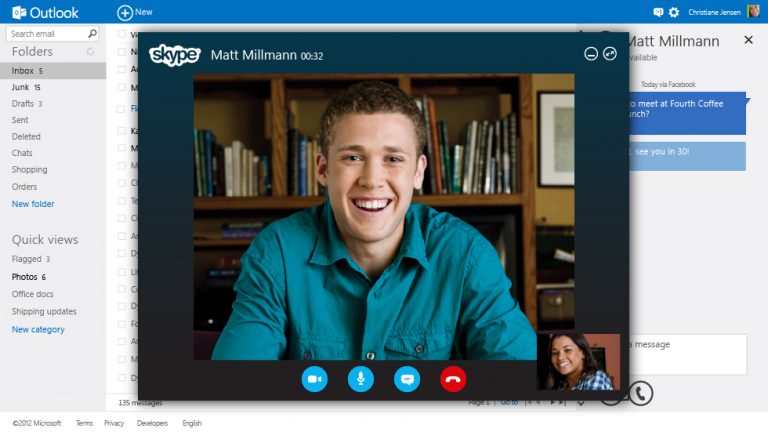 Skype will be coming to Outlook.com soon, so people can video call Skype or Outlook friends, even if neither have the Skype client installed.