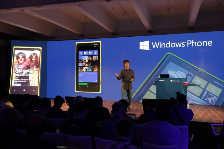 Joe Belfiore, Corporate Vice President, Windows Phone Program Management, demos the new Windows Phone 8 Start Screen.