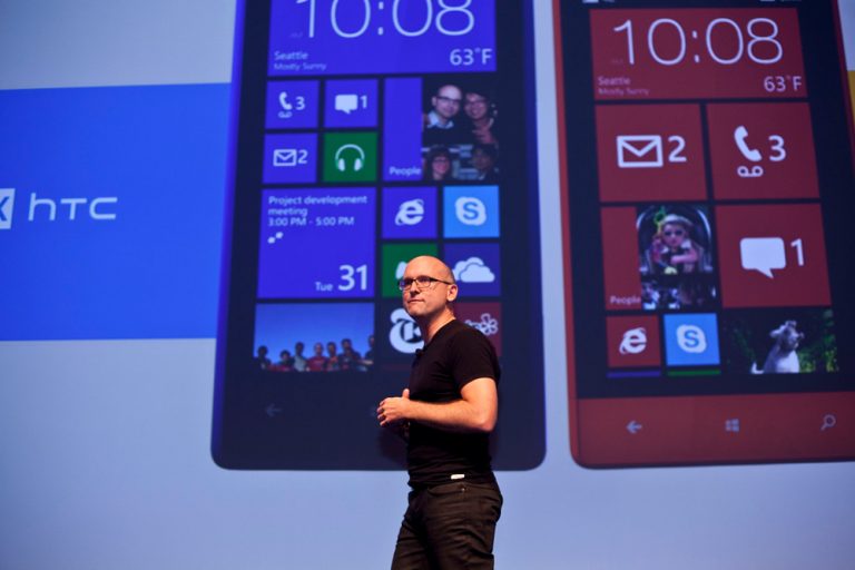 Scott Croyle, Vice President of Design at HTC, showcases new hardware features on the Windows Phone 8X and 8S.