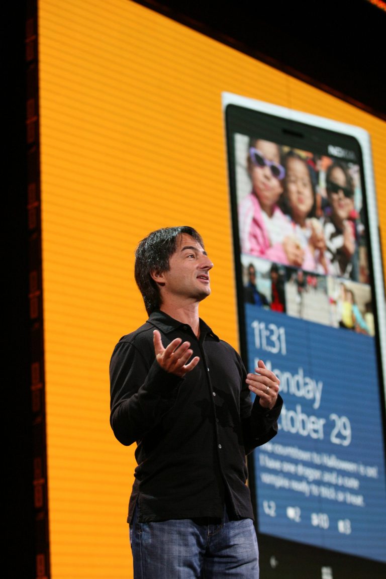 Joe Belfiore, corporate vice president, Windows Phone Program Management, demos Live Apps, a new feature of Windows Phone 8.