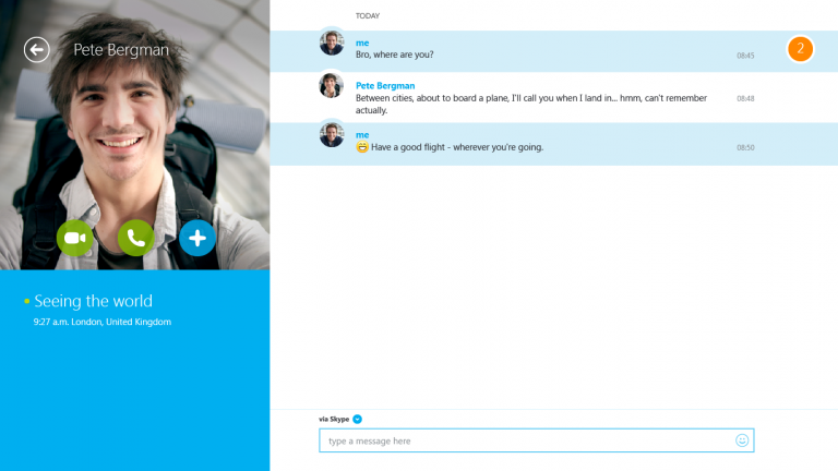 Get all-in-one communication. Stay in touch with friends and family by sending instant messages via Skype IM.