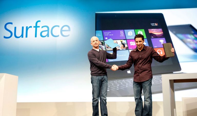 Steven Sinofsky, President of the Windows Division, is joined by Panos Panay, general Manager for Microsoft Surface in NYC
