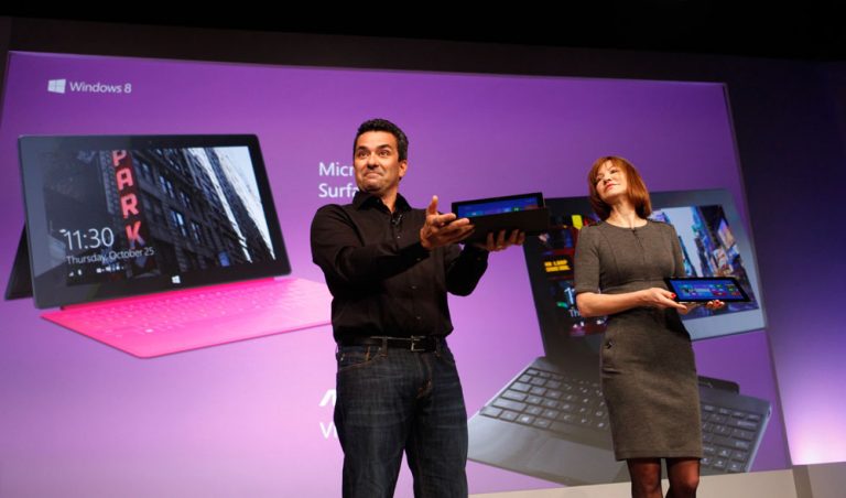 Mike Angiulo, corporate vice president of Windows Hardware and PC Ecosystem, and Julie Larson-Green, corporate vice president of program management for Windows