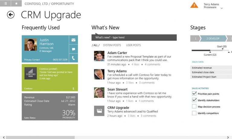 Microsoft Dynamics CRM Windows 8 Mobile Experience – social feed