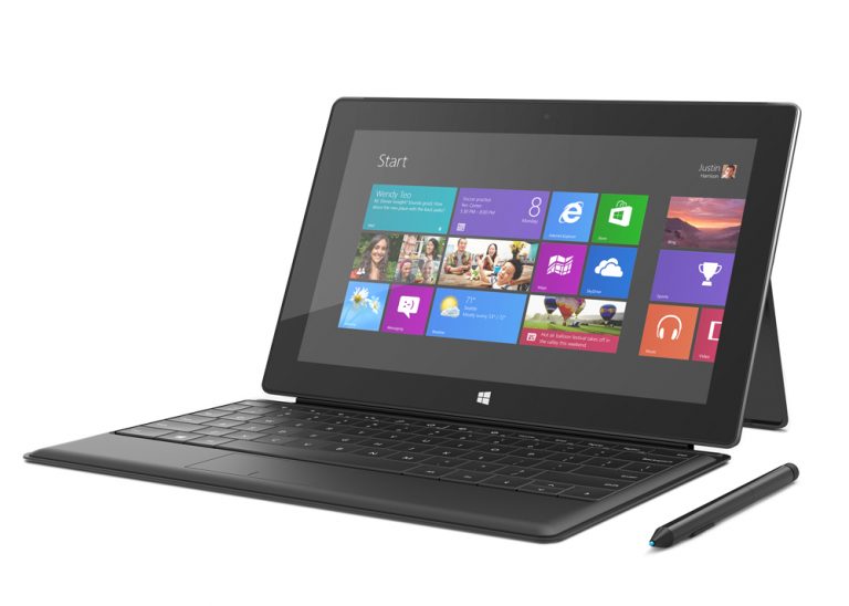 The Surface Windows 8 Pro is shown with an optional Type Cover and is available for purchase in the U.S. and Canada Feb. 9 and starts at US$899. Available in 64 GB and 128 GB, Surface Windows 8 Pro comes bundled with Surface Pen and provides the power and performance of a laptop in a tablet package.