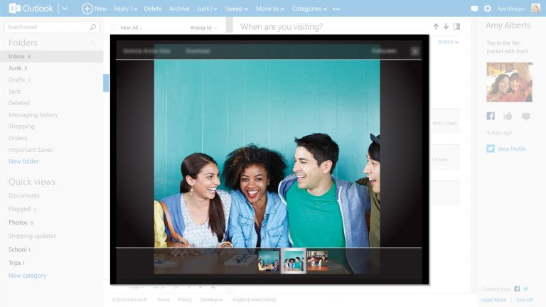 Outlook.com’s ActiveView feature brings photos to life.