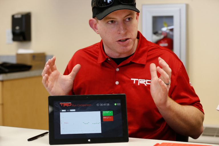 TRD Trackside app on Windows 8 with Surface Pro.