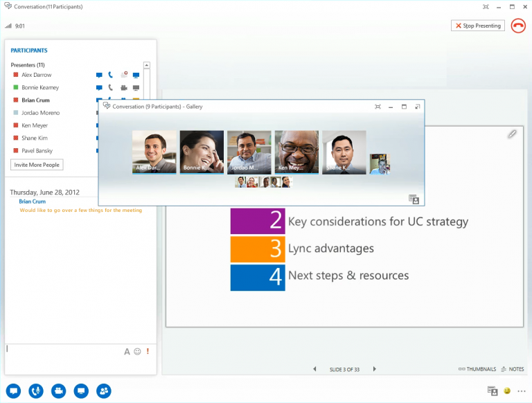 Lync 2013 takes meetings to their full potential with video, IM and presentation-sharing features.
