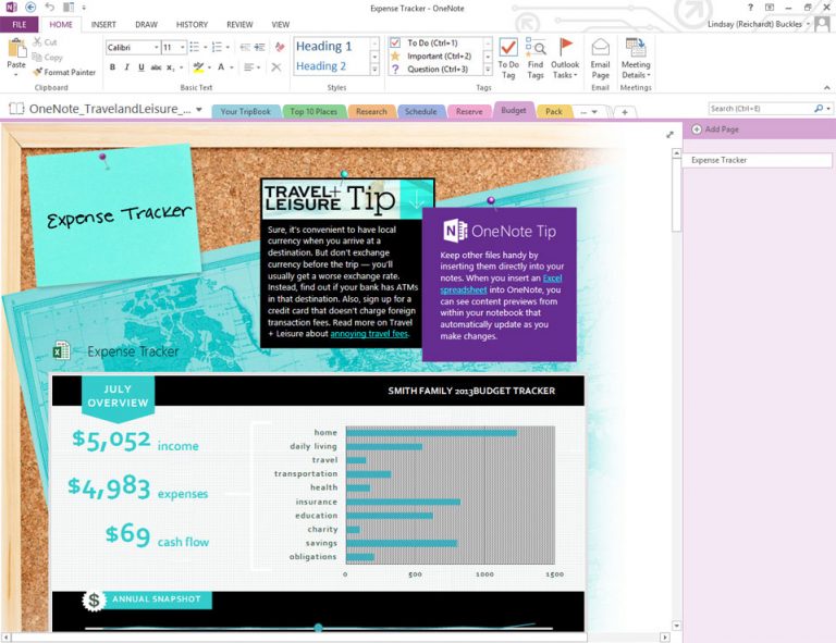 Download the free OneNote travel notebook instantly on Office.com to plan your next vacation with a built-in expense tracker and more.