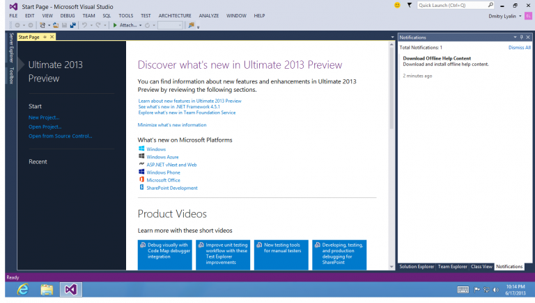 Visual Studio 2013 Preview introduces a connected IDE experience, enabling developers to move from machine to machine.