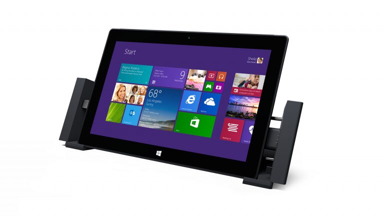 The Docking Station for Surface Pro delivers the power you need so you’re ready to go at a moment’s notice. Charge your Surface Pro and a cell phone, and run your external hard drive while making a Skype call on your USB headset, and you’ll still have plenty of power to work on your Surface Pro.