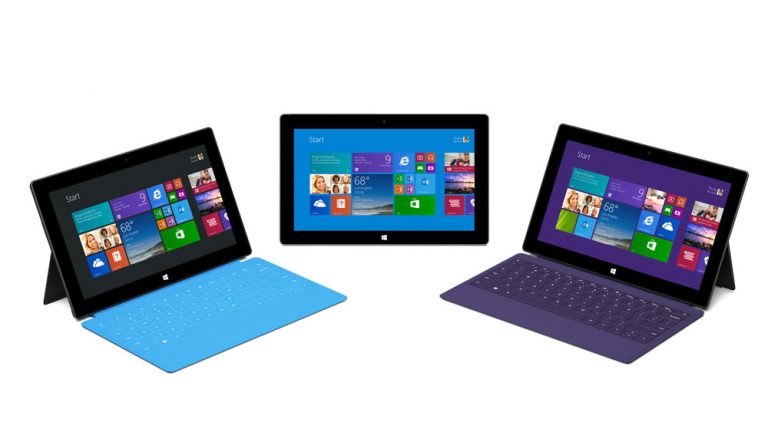 Surface family with Surface RT, Surface 2 and Surface Pro 2.