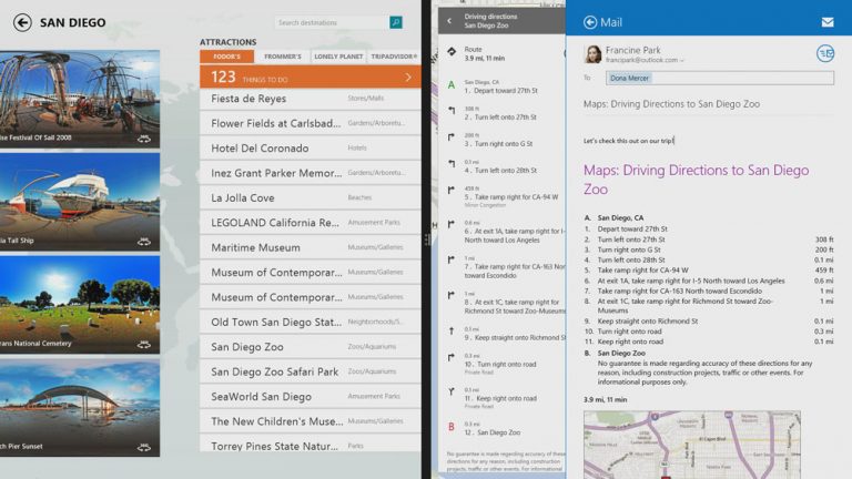 Bing Travel is designed for how people plan trips, providing info about top attractions and reviews from top sites like Fodor’s and Lonely Planet. Easily access Maps for driving directions and Mail for sharing your plans.