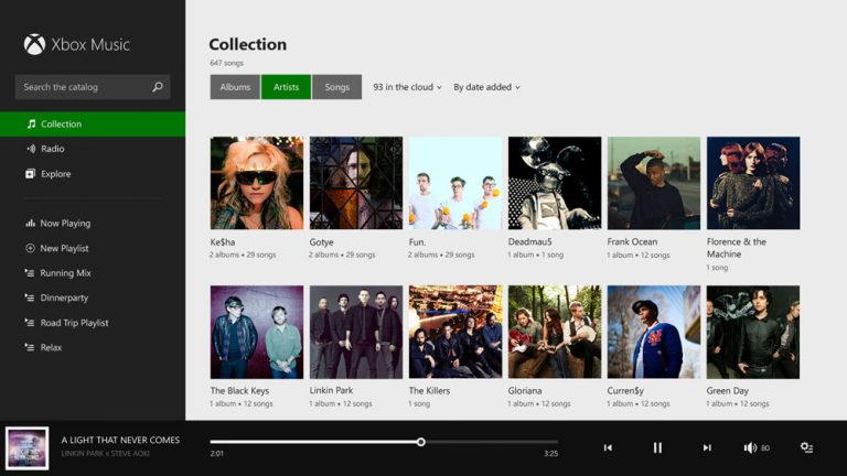 Simple access to your music starts in the Collection, where the music you’ve saved in the Xbox Music cloud and your local music will be at the forefront of the app.