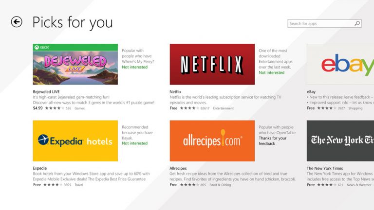 Personalized recommendations use Bing’s advanced recommendation and relevance system to help users find new favorites.