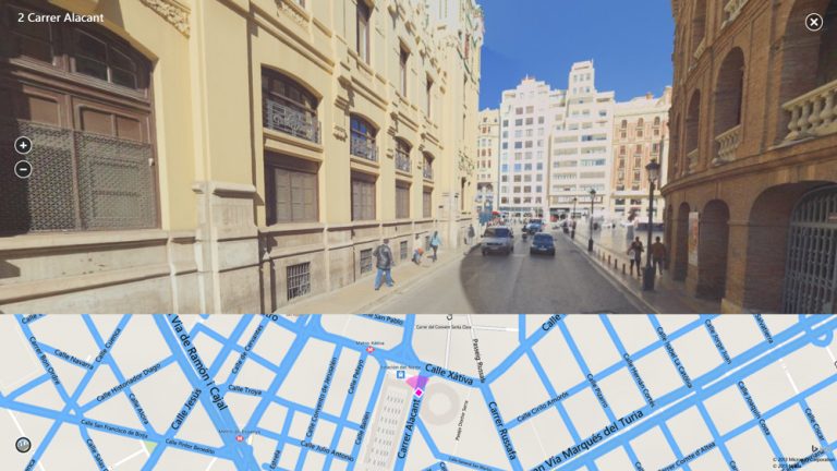 Streetside imagery from Valencia, Spain, with map overlay for easy navigation.