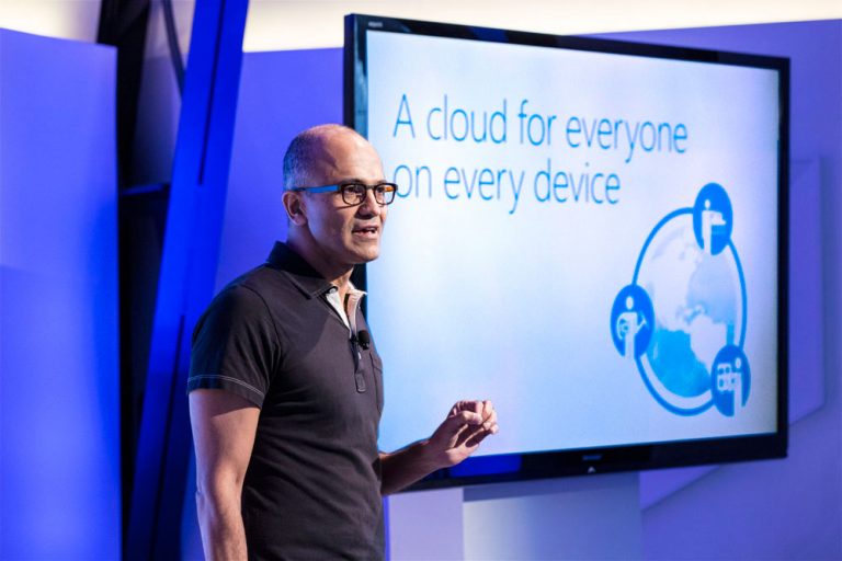 Microsoft CEO Satya Nadella announced the availability of Microsoft Office for iPad and the new Enterprise Mobility Suite at a press event in San Francisco on March 27, 2014.