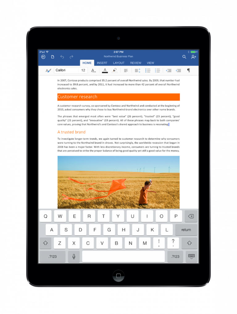 Microsoft Office is now available for the iPad.